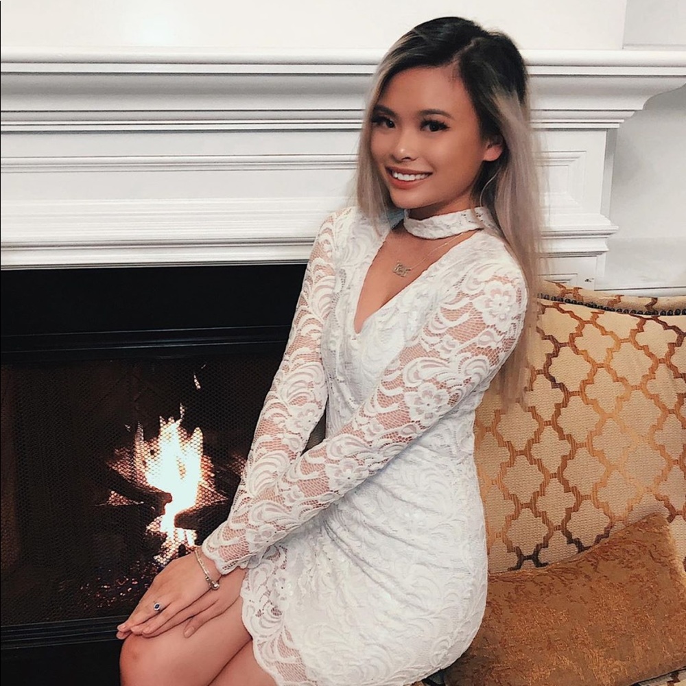 White Lace Midi Dress